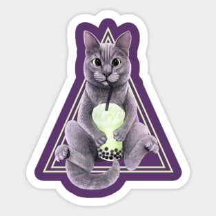 Cat drinking bubble tea Sticker